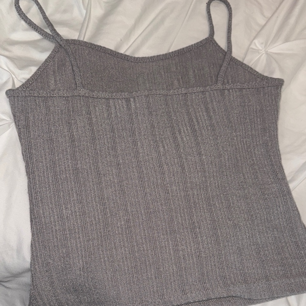 Gray Ribbed Knit Women's Top - Picture 2 of 2